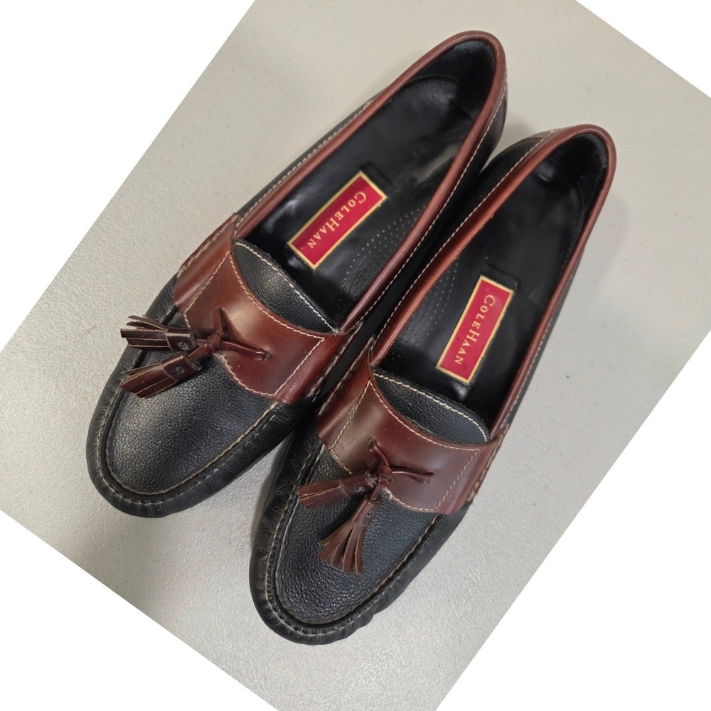 Cole Haan Mens Two Tone Leather Tassel Loafers 11 D Kiltie Dress Preppy